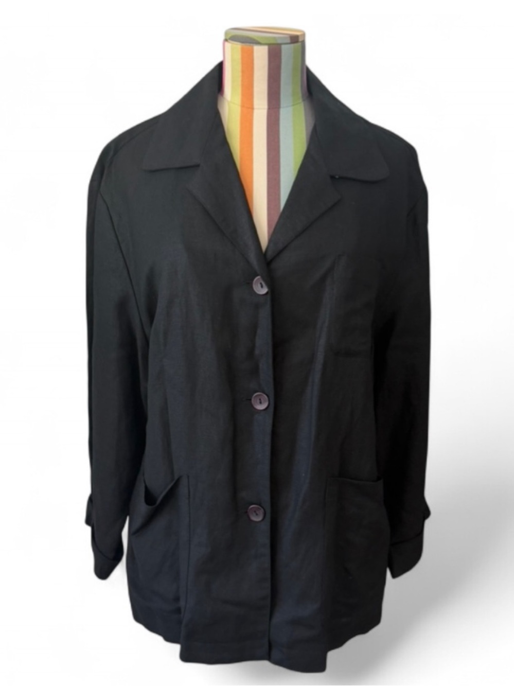 Vintage SANDRO Linen Blend Classic Button Down Shacket Pockets Shirt